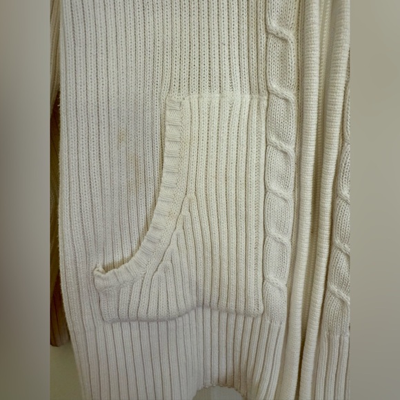Hasting & Smith Petite Large White Zip Cable Knit Cardigan Sweater 100% Cotton - Picture 3 of 7